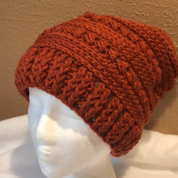 Hand Crocheted Slouchy Hat! Faux Fur Pom Pom - Picture 2 of 8